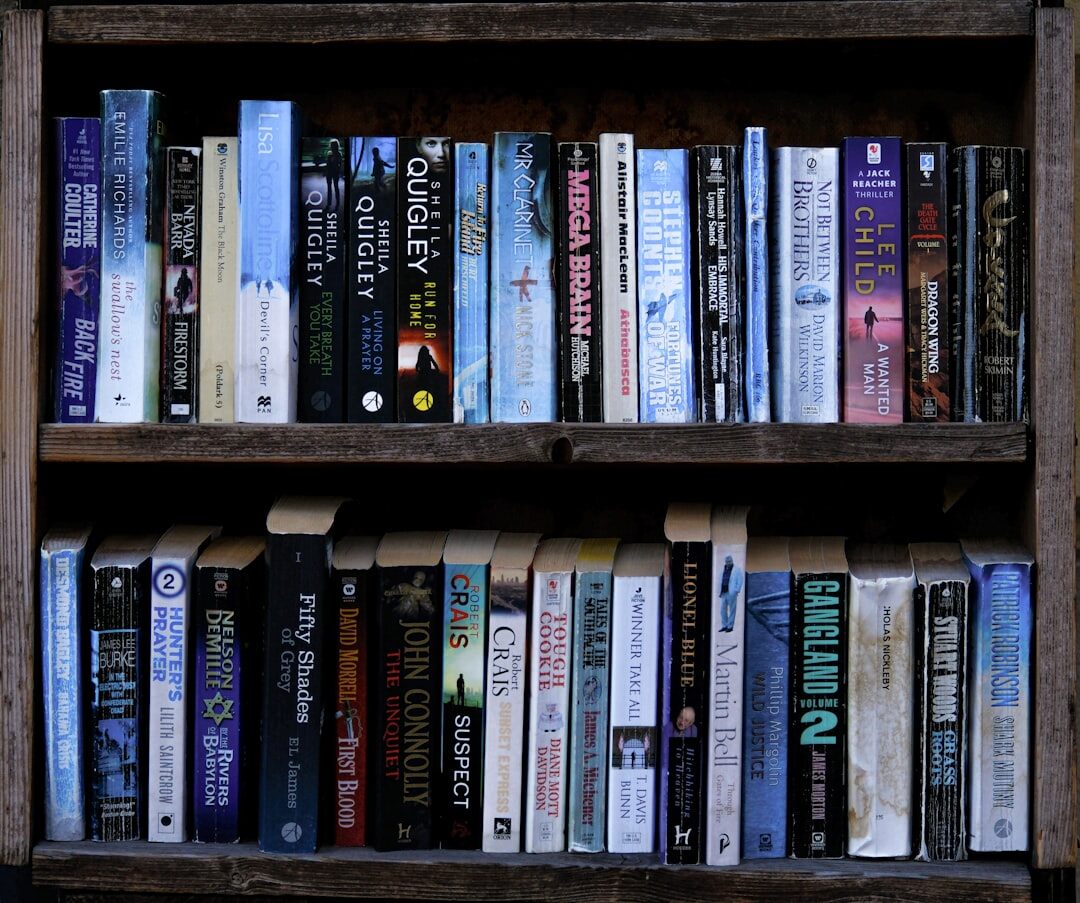 mystery novel on shelf